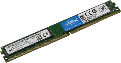 Модуль памяти Crucial 16GB DDR4 2400MHz PC4-19200 UDIMM ECC VLP CL17, 1.2V, DRx8 (CT16G4XFD824A)