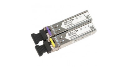 Пара трансиверов MikroTik S-4554LC80D Pair of SFP modules, S-45LC80D (1.25G SM 80km T1490nm/R1550nm, Single LC-connector) + S-54LC80D (1.25G SM 80km T1550nm/R1490nm, Single LC-connector)