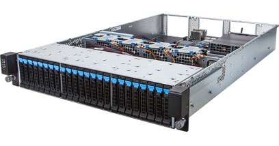 Серверная платформа Gigabyte R280-G2O 2U 3x GPU (NV validated), 2x Intel Xeon E5-2600V4, 24x RDIMM DDR4 ECC, 24 x 2.5"" hot-swappable HDD/SSD bays, LSI SAS2x36 expander, 2 x GbE LAN ports (Intel® I350-BT2), 1600W 80 PLUS Platinum redundant PSU (
