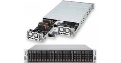 Серверная платформа Supermicro SYS-2027TR-D70RF+ 2U (2 Nodes) 2xLGA2011 12x Hot-swap 2.5"" SAS2/SATA3 LSI2008, Intel i350 Dual, 1G 2P 2x1280W