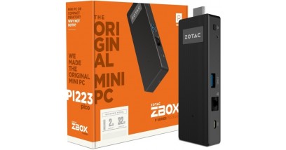 Платформа Zotac ZBOX-PI223-W3B x5-Z8350 1,44-1,92Ghz, 2Gb DDR3, 32Gb eMMC, 1xUSB3.0, LAN,WIFI, BT, DP, 15W, Win10 32bit, RTL