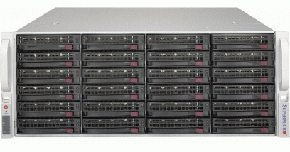 Серверная платформа Supermicro SSG-6049P-E1CR24H 4U 2xLGA3647 no DIMM(16)/ 3108RAID HDD(24)LFF/ 2x10Gbe/ 5xFH/ 2x1200W