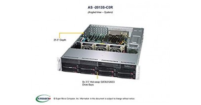 Серверная платформа Supermicro AS-2013S-C0R 2U 1xSocket SP3 AMD EPYC, 8xDDR4, 8x3.5"" HDD, 2xGbE, IPMI 2x740W