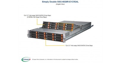Серверная платформа Supermicro SSG-6028R-E1CR24L 2U 2xLGA2011 Intel C612 /1xPCI-Express 3.0 8x/2xPCI-Express 3.0 16x/DDR4 RDIMM/24x3.5"" SAS/SATA Hot-swap 2x1600W (Complete only)