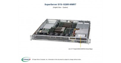 Серверная платформа Supermicro SYS-1028R-WMRT 1U Dual socket R3 (LGA 2011) Up to 2TB† ECC 3DS LRDIMM, 2x 2.5"" Fixed drive bays, 400W Redundant Power