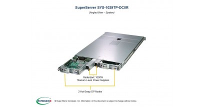 Серверная платформа Supermicro SYS-1029TP-DC0R 1U 2-hot-pluggable nodes, Dual socket P (LGA 3647), Up to 2TB ECC 3DS LRDIMM, 4 Hot-swap 2.5"" SAS3 , Broadcom 3008 SAS3 controller RAID 0, 1, 10, 1000W Redundant Power Supplies