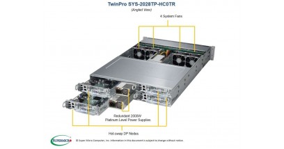Серверная платформа Supermicro SYS-2028TP-HC0TR 2U (2 Nodes) 2xLGA2011 16xDDR4, 12x2.5""HDD, 2x1GbE, IPMI 2x1280W