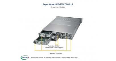Серверная платформа Supermicro SYS-2029TP-HC1R 2U (4 Nodes) 2xLGA3647 16xDDR4, 6x2.5"" bays, SAS, SIOM, IPMI 2x2200W