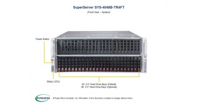 Серверная платформа Supermicro SYS-4048B-TR4FT 4U Quad socket R1 (LGA 2011) Intel® Xeon® processor E7-8800 v4/v3, E7-4800 v4/v3,Up to 12TB DDR4 (128GB 3SDS LRDIMM),24x 2.5" Hot-swap SAS3/SATA3 HDD or SSD (selected RAID/HBA cards); 48x 2.5" Hot-s