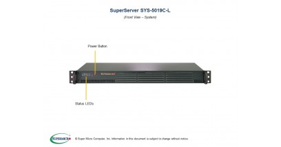 Серверная платформа Supermicro SYS-5019C-L 1U LGA1151 iC242, 2xDDR4 ECC, 2x3.5""(or 4x2.5"") FixHDD, 2x1GbE 200W
