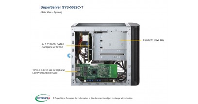 Серверная платформа Supermicro SYS-5029C-T MiniTower LGA1151 C242 / Xeon E-2100 / Up to 64GB ECC UDIMM / 4 Hot-swap 3.5"" / SATA RAID 0, 1, 5, 10 / 2 * GbE LAN 250W