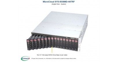 Серверная платформа Supermicro SYS-5038MD-H8TRF 3U (8 Nodes) Xeon D-1541 4xDDR4, 2x3.5"" HDD, 2x1GbE, IPMI 2x1600W