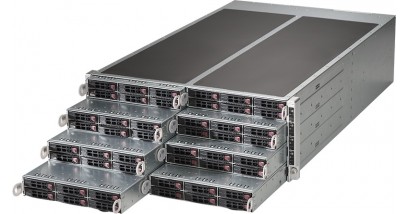 Серверная платформа Supermicro SYS-F618R2-RC0+ 4U (8 Nodes) 2xLGA2011, C612, 6x2.5"" SAS/SATA Hot-swap, PCI-Express 3.0 8x,1xPCI-Express 3.0 16x,3xRJ45, 16xDDR4 2400MHz LRDIMM, 2x2000W