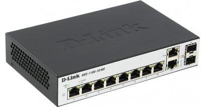 Коммутатор D-Link DGS-1210-10/ME, с 8 портами 10/100/1000Base-T и 2 портами 1000Base-X SFP