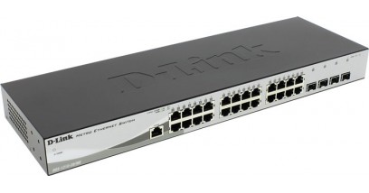 Коммутатор D-Link DGS-1210-28P/ME, с 24 портами 10/100/1000Base-T + 4 портами SFP, функцией энергосбережения и поддержкой PoE