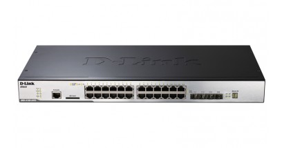 Коммутатор D-Link DGS-3120-24TC/B1ARI, 3 уровня с 20 портами 10/100/1000Base-T, 4 комбо-портами 100/1000Base-T/SFP, 2 портами 10GBase-CX4 и программным обеспечением Routed Image