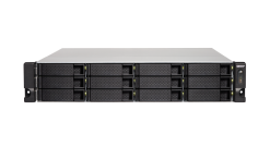 Система хранения Qnap TS-1253BU-4G Сетевой RAID-накопитель, 12 отсеков для HDD, стоечное исполнение, 1 блок питания. Intel Celeron J3455 1,5 ГГц, 4