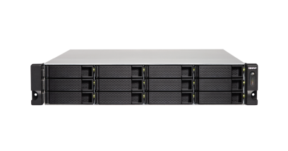 Система хранения Qnap TS-1273U-8G NAS 12 HDD trays, 2x 10 GbE SFP+, 2 x M.2 slots SSD, rackmount, 1 PSU. 4-core AMD RX-421ND 2,1 GHz (up to 3,4 GHz ), 8 GB. W/o rail kit RAIL-B02