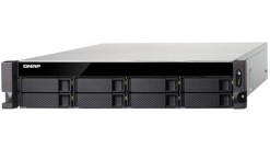 Система хранения Qnap TS-873U-4G NAS 8 HDD trays, 2x 10 GbE SFP+, 2 x M.2 slots SSD, rackmount, 1 PSU. 4-core AMD RX-421ND 2,1 GHz (up to 3,4 GHz ), 4 GB. RAM (2*2 GB) up to 64GB (4*16 GB). W/o rail kit RAIL-B02