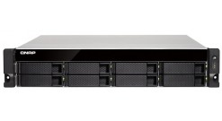 Система хранения Qnap TS-873U-RP-64G Сетевой RAID-накопитель, 8 отсеков для HDD, 2 порта 10 GbE SFP+, 2 слота M.2 SSD, стоечное исполнение, 2 блока