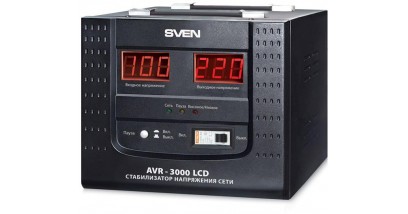 Стабилизатор SVEN <AVR-3000 LCD> (20 A, вх.100-280 В, вых.220 В±8% В, 3000VA, клеммы для подключения)