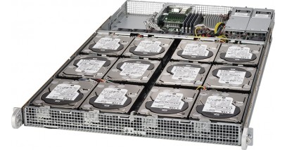 Серверная платформа Supermicro SSG-5018A-AR12L 1U Atom C2750 4xDDR3, 12x3.5"" HDD, 2xGbE, IPMI, 2x400W