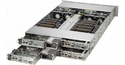 Серверная платформа Supermicro SYS-6028TP-HC1TR 2U (4 Nodes) 2xLGA2011 up to 2TB DDR4 LRDIMM, 3x 3.5"" Hot-swap SAS/SATA HDD, Intel X540 Dual 10GBase-T 2x2000W