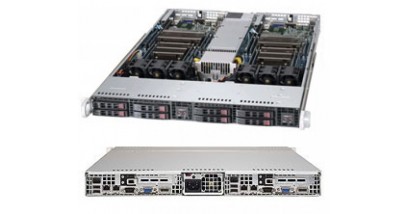 Серверная платформа Supermicro SYS-1027TR-TQF 1U (2 Nodes) 2xLGA2011 Intel 602 Chipset, QDR, 4x 2.5"" Hot-swap SATA HDD Bays (2x SATA3 and 2x SATA2) IPMI, 1280W