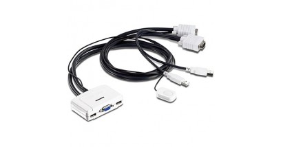 TRENDnet <TK-217i> 2-port USB KVM Switch (клавиатура USB+мышь USB+VGA15pin, проводной ПДУ, кабели несъемные)
